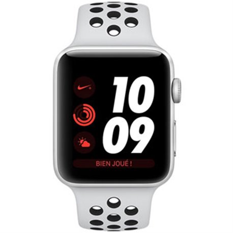 Apple Watch Nike+ Série 3 (38mm) Boîtier en aluminium argent avec Bracelet Sport Nike Platine pur/Noir (GPS) MQKX2 (late 2017)