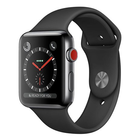Apple Watch Series 3 boîtier en acier noir sidéral de 42mm avec Bracelet Sport noir Cellular MQM02 (late 2017)