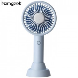 Homgeek Ventilateur portatif à main - mini ventilateur silencieux - à 3 vitesses - avec base - lumière colorée - bleu