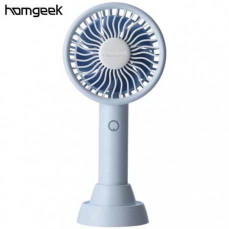 Homgeek Ventilateur portatif à main - mini ventilateur silencieux - à 3 vitesses - avec base - lumière colorée - bleu