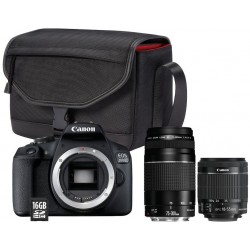 Canon Appareil Photo Réflex EOS 2000D + Objectif EF-S 18-55 IS II + Objectif EF 75-300 F/4-5,6 III + SDCard 16Go + Sac