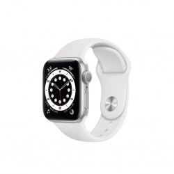 Apple Watch Series 6 GPS Aluminium Argent 40 mm Bracelet Sport Blanc MG283 (late 2020)
