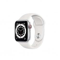 Apple Watch Series 6 GPS Cellular Aluminium Argent 40 mm Bracelet Sport Blanc M06M3 (late 2020)