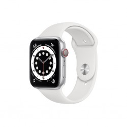 Apple Watch Series 6 GPS Cellular Aluminium Argent 44 mm Bracelet Sport Blanc MG2C3 (late 2020)