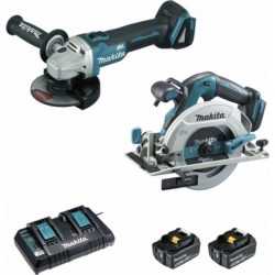 Makita Ensemble de 2 machines 18 V Li-Ion 5 Ah (DHS680 + DGA506) Makita DLX2277PTJ