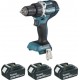 Makita PERCEUSE VISSEUSE 54NM BL1830x3 MAKPAC DDF484RF3J