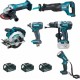 Makita Ensemble de 6 machines 18 V Li-Ion 4 Ah (DML185 + DJR186 + DGA452 + DTD152 + DSS610 + DHP458) Makita DLX6045M