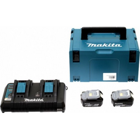 Makita Pack Énergie 18 V Li-Ion (2 batteries + 1 chargeur double) avec coffret MAKPAC Makita 197504-2