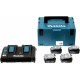 Makita 197503-4 Pack Énergie 18 Volts Li-Ion 4 batteries 4Ah BL1840 + 1 chargeur double DC18RD avec coffret MAK-PAC