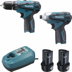 Makita Pack d'outillage de 2 machines 10,8 Volts Li-Ion 1,3 Ah (DF330D + TD090D) modèle LCT204J