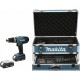 Makita Perceuse visseuse à percussion 18 Volts Li-Ion 1,5 Ah diamètre 13 mm (coffret alu) modèle HP457DWEX4