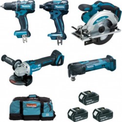 Makita Pack outillage ensemble de 5 machines (DSS610 + DTD129 + DDF480 + DGA504 + DTM51) DLX5010MX1