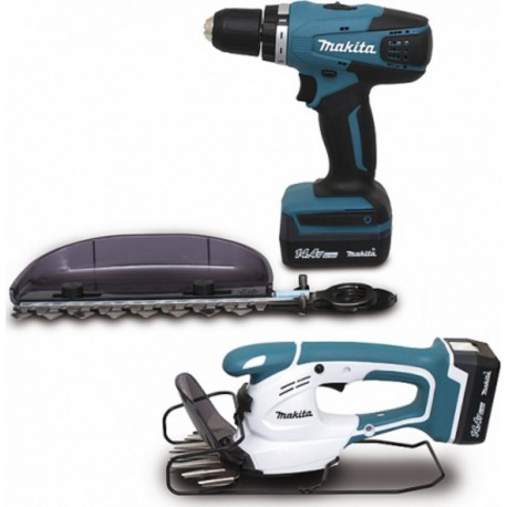 Makita Ensemble de 2 machines 14.4V Li-Ion 1.3 Ah duo Perceuse visseuse DF347D et Taille-herbe UM165D DK14004X1