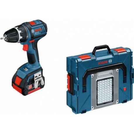 Perceuse visseuse sans fil Bosch pro GSR 18 V-LI + GLI PortaLED 136 + coffret L-BOXX 2 batteries 4Ah 060186610F