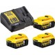 DeWALT Pack Batteries XR 18V : 3 batteries 5 Ah-Lion + chargeur Dewalt DCB115P3