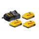 DeWALT Pack Batteries XR 18V : 3 batteries 2 Ah-Lion + chargeur Dewalt DCB115D3