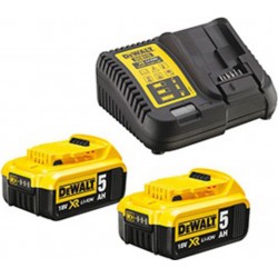 DeWALT Pack Batteries XR 18V : 2 batteries 5 Ah-Lion + chargeur Dewalt DCB115P2