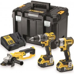 DeWALT Kit 3 outils 18 Volts : Perceuse -visseuse COMPACT DCD796 + Visseuse à chocs DCF887 + Meuleuse DCG412 Dewalt DCK383P2T