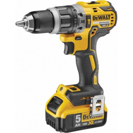 DeWALT Perceuse visseuse Dewalt percussion 13 mm Compact 18 Volts 5Ah Li-Ion G2 XR Brushless sans charbon en coffret T-STAK DCD7