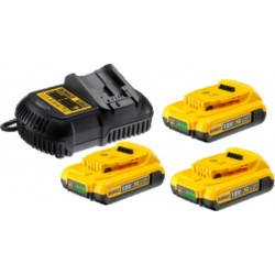 DeWALT Pack 3 batteries Dewalt 18 Volts Li-Ion 2Ah + chargeur DCB105D3