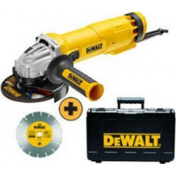 DeWALT Meuleuse Dewalt diamètre 125mm 1200W système anti redémarrage + Système DES* + Mallette Dewalt et disque diamant DWE4217K