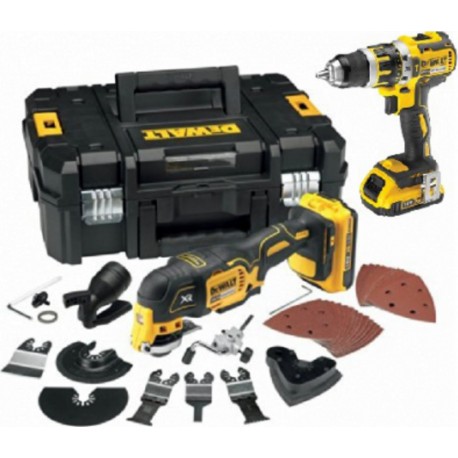 DeWALT Perceuse visseuse Dewalt XR percussion compact DCD795 + Multicutter DCS355 + 2 batteries 2Ah + Mallette TSTAK DCK257D2T