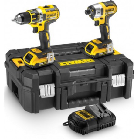 DeWALT Perceuse visseuse Dewalt XR compact DCD790 + visseuse à chocs DCF886 + 2 batteries 2Ah chargeur + Mallette TSTAK DCK258D2