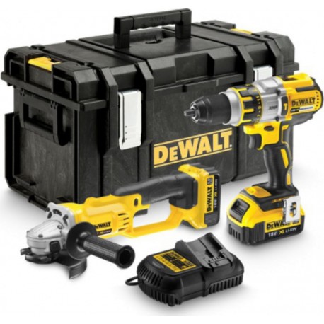 DeWALT Perceuse visseuse Dewalt percussion XRP DCD995 + Meuleuse 125mm DCG412 + 2 batteries 4Ah chargeur + Mallette TSTAK DCK256