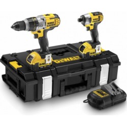 DeWALT Pack machine outils 18V - 4Ah Li-ion - Perceuse percussion XRP + Visseuse à chocs DCK290M2