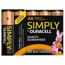 Duracell Simply 10 piles 1,5V alcalines AA (lot de 2)