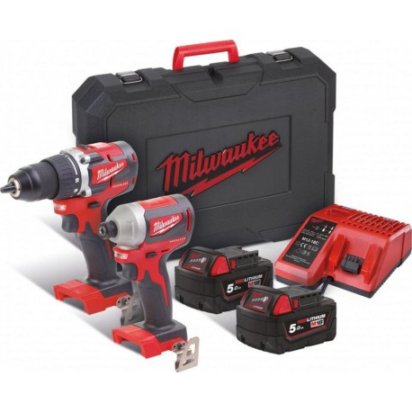 Milwaukee Pack perceuse visseuse + visseuse à chocs 18V 5Ah M18 CBLPP2B-402C 4933464718