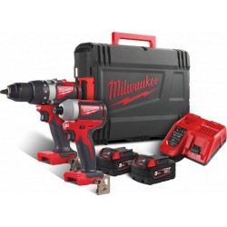 Milwaukee Pack perceuse visseuse + visseuse à chocs 18V 5Ah M18 BLPP2B2-502X 4933464594