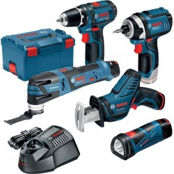 Bosch Pack 5 outils sans fil 12V + 3 batteries 12V 2.0Ah L-boxx 0615990K11