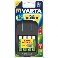 Varta Plug Charger chargeur de piles 2100mAh avec 4 piles AA