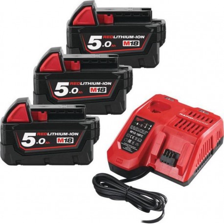 Milwaukee Pack batteries 18V Li-Ion M18 NRG-503 - (3x 5.0Ah) + chargeur 4933451423