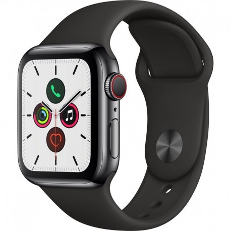 Apple Watch Montre connectée 40MM Acier Noir/Noir Series 5 Cellular