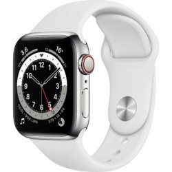 Apple Watch Montre connectée 40MM Acier Argent/Blanc Series 6 Cellula
