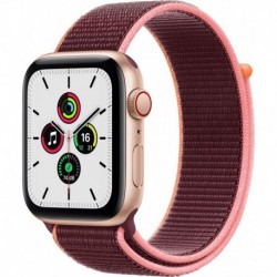 Apple Watch Montre connectée SE 44MM Alu Or/Boucle Prune Cellular