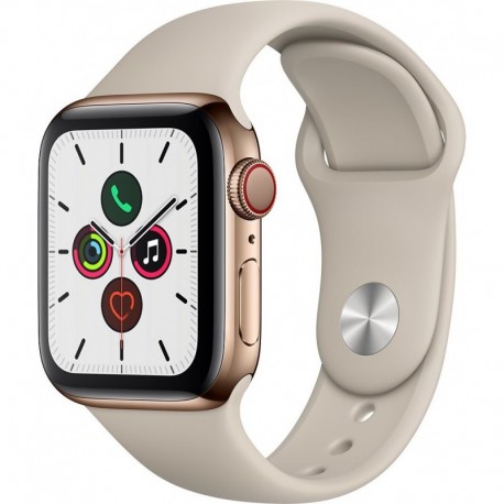 Apple Watch Montre connectée 40MM Acier Or/Gris Sable Series 5 Cellul