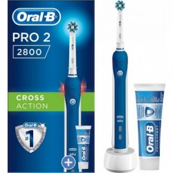 Oral-B Hygiène bucco-dentaire Brosse à dents électrique Pro 2800 Cross Action Bleu+1 dentifrice