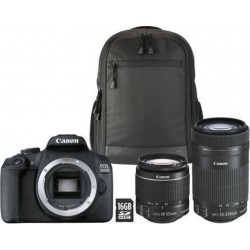 Canon Appareil Photo Reflex EOS 2000D +18-55mm + 55-250mm + Sac + Carte SD 16Go