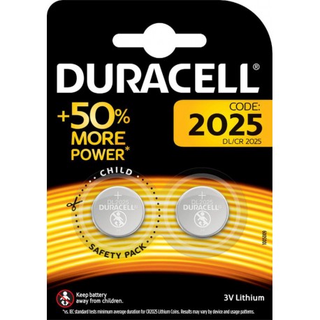 Duracell 2 piles 3V lithium 2025 (lot de 2)