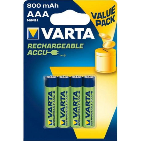 Varta 4 piles rechargeables 800mAh 1,5V AAA (lot de 2)