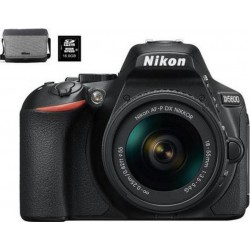 Nikon Appareil photo reflex D5600 Noir + 15/55 VR + carte mémoire 16 Go + Sac