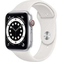 Apple Watch Montre connectée 44MM Acier Arg/Blanc Series 6 Cellular