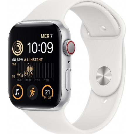 Apple Watch Montre connectée SE 44MM Alu Argent/Blanc Cellular