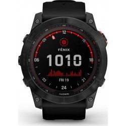 Garmin Montre sport Fenix 7X Solar gray avec bracelet noir