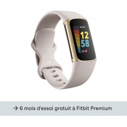 Fitbit Bracelet connecté Charge 5 or pale blanc lunaire