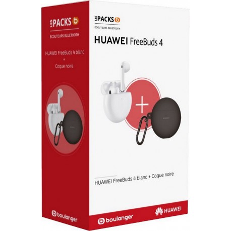 Huawei Ecouteurs Freebuds 4 Blanc + coque noire