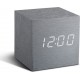 Gingko Radio réveil Cube Click Clock - LED Aluminium / Blanc